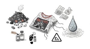 Illustration: fast fashion's environmental impact on women's fashion, beauty & accessories