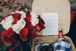 a bouquet of red roses